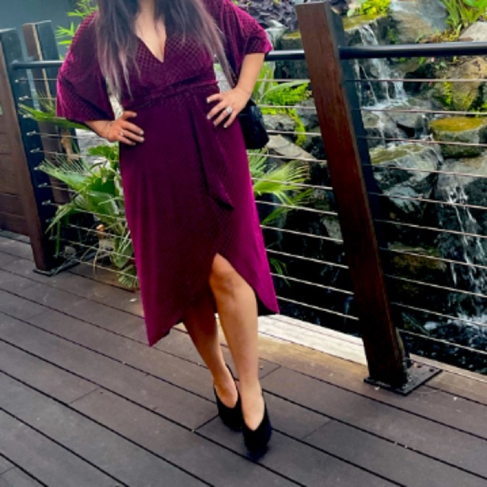 Zara Knotted Velvet Dress in Burgundy